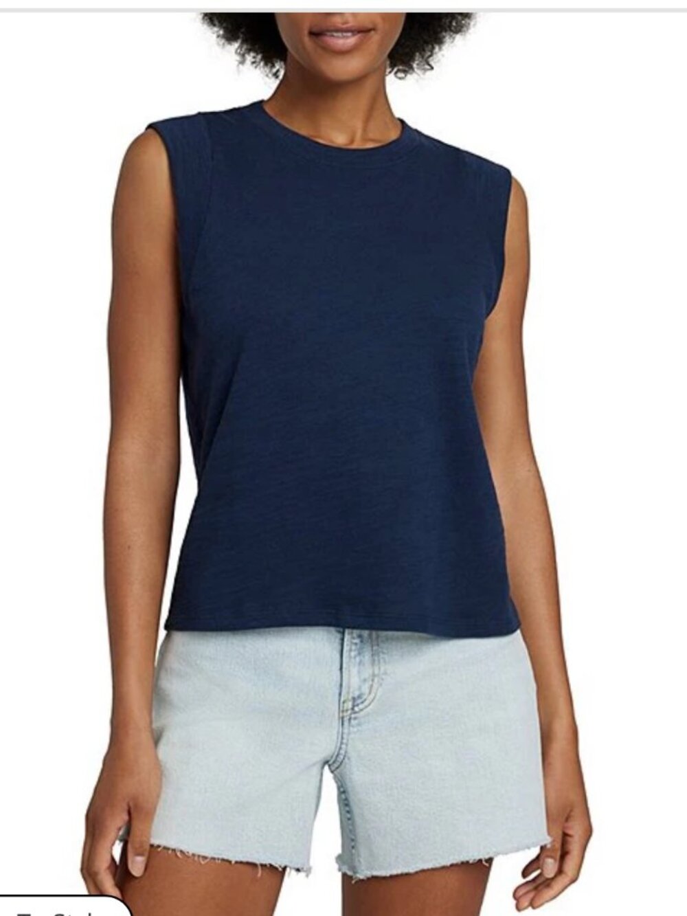 Faherty Size S Small Blue Sunwashed Slub Knit Crew Neck Tank